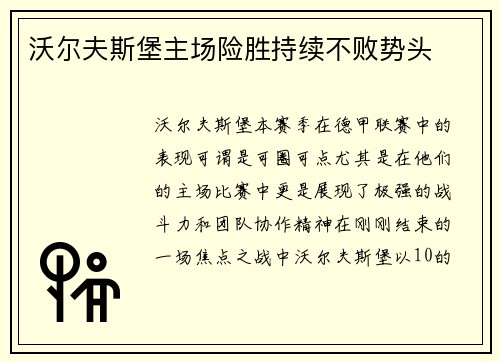 沃尔夫斯堡主场险胜持续不败势头